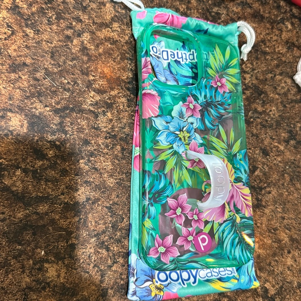 13 Apple Pro Max loopy case. Clear floral. Used but very good condition